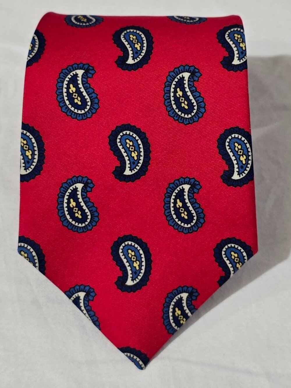 Turnbull & Asser Hand Made in England 100% Silk Necktie - Red Blue Paisley